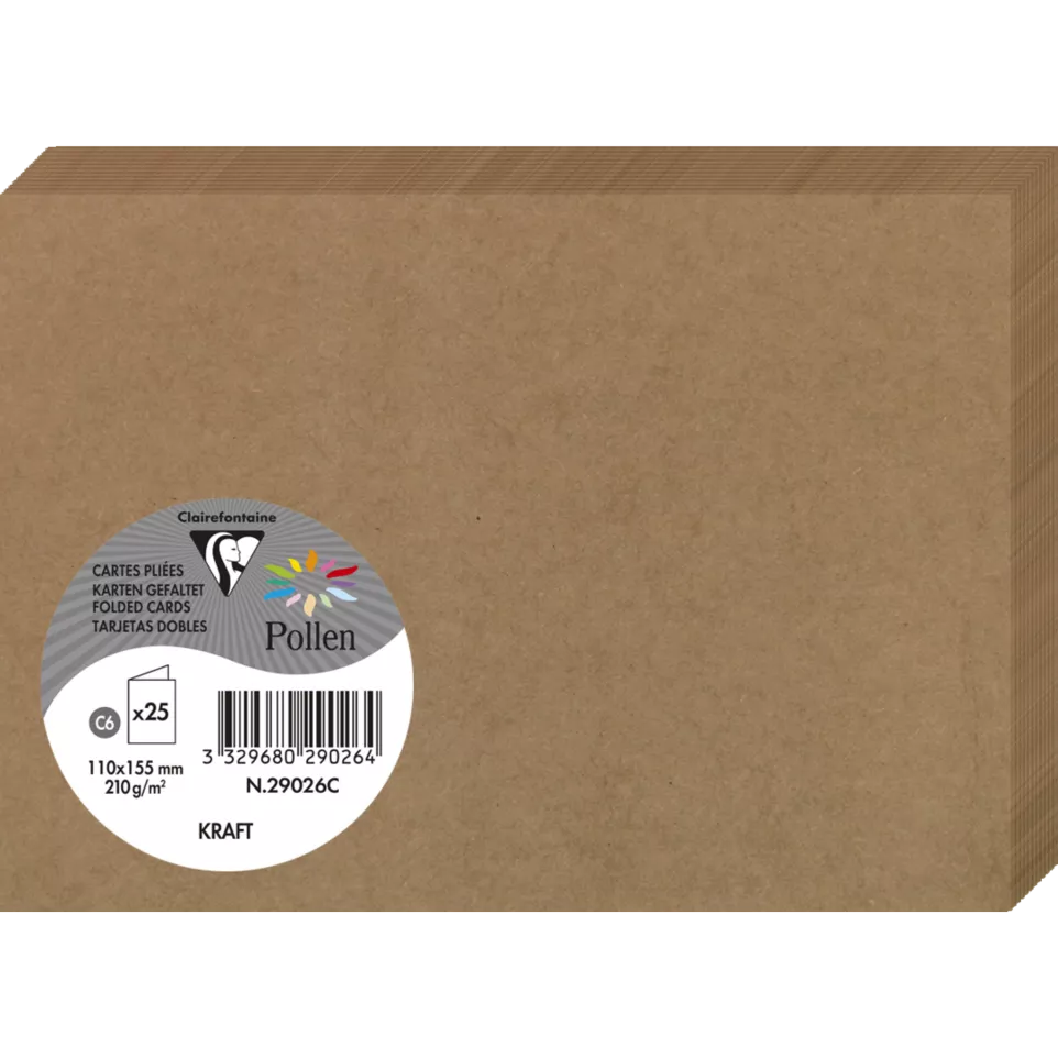 Paquet de 25 cartes pliées Pollen...