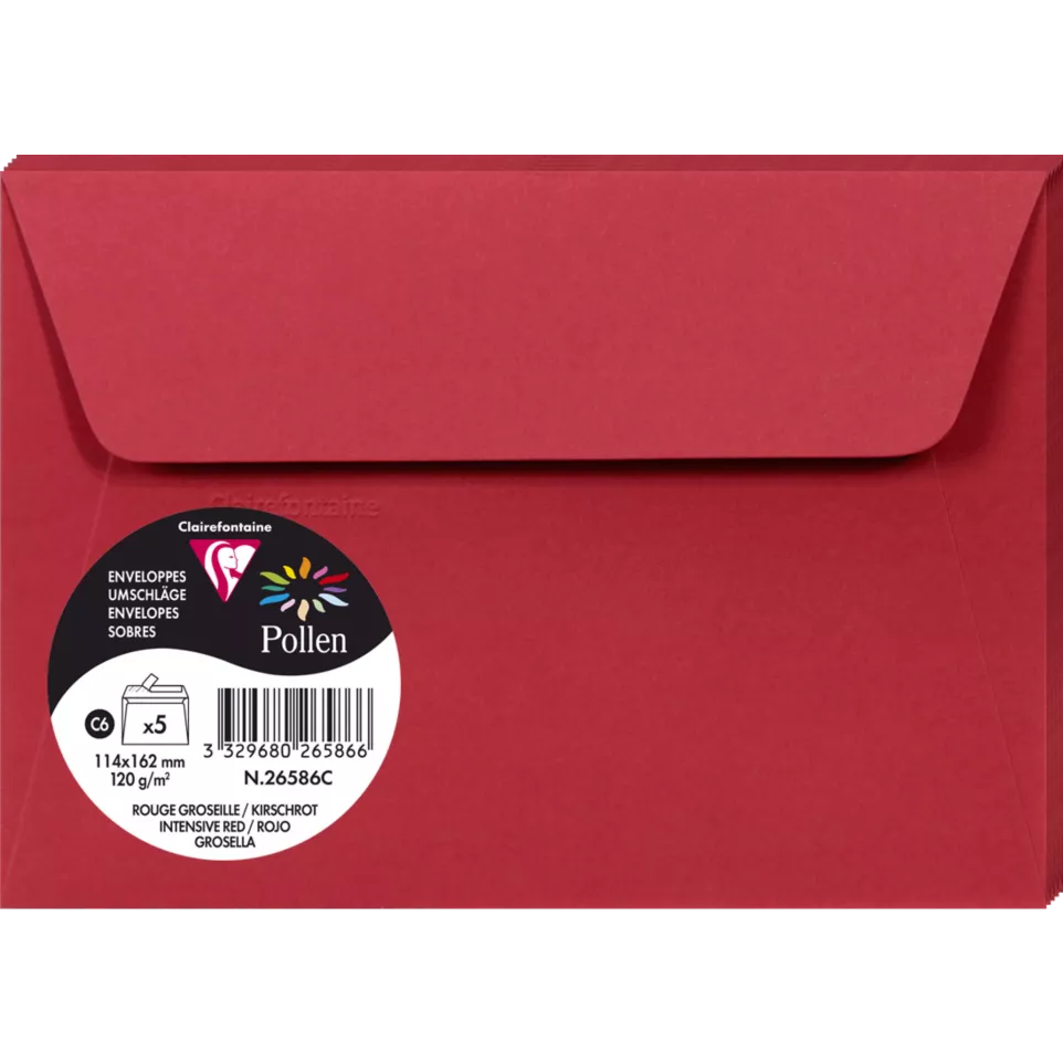 Sachet de 5 enveloppes Pollen C6...