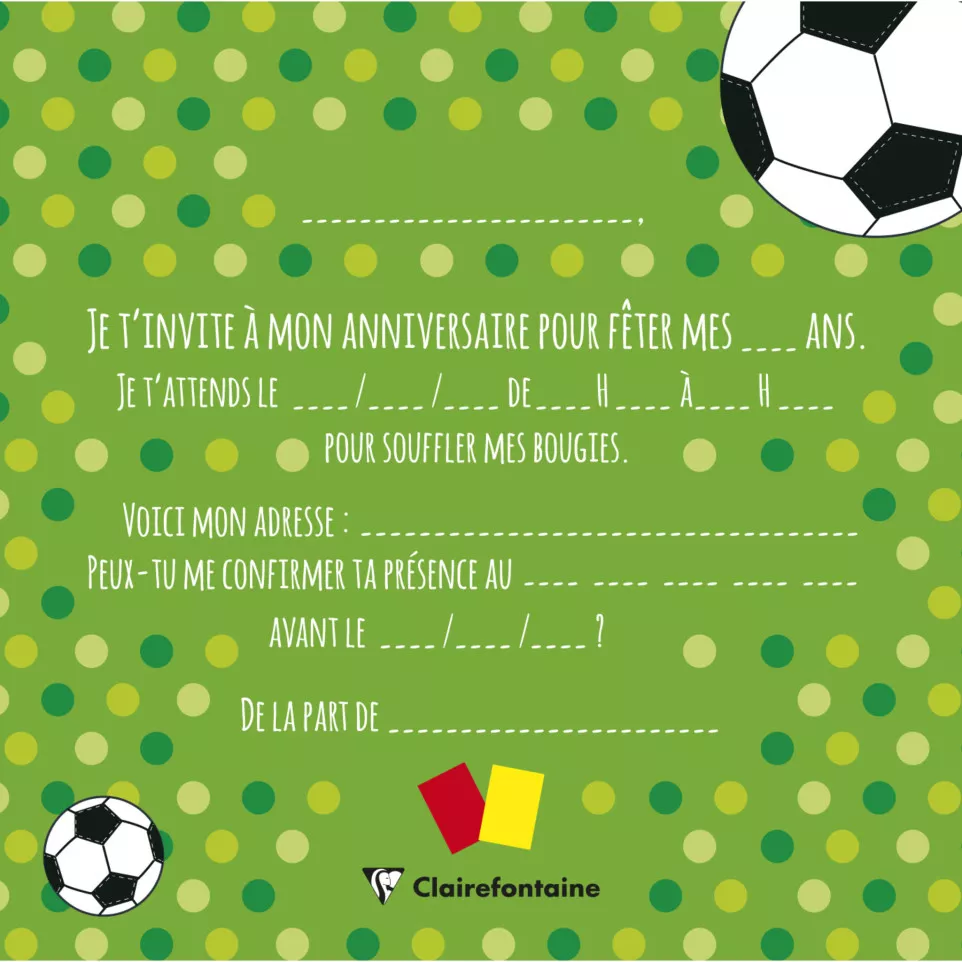 BIRTHDAY INVITATION SET, Football-/ Pc.