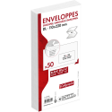 Paquet de 50 Enveloppes Blanches DL-110x220mm - Auto-Adhésives - 80g/m2 - Fenêtre Papier Cristal 45x100 (position 20/20)/ Pce