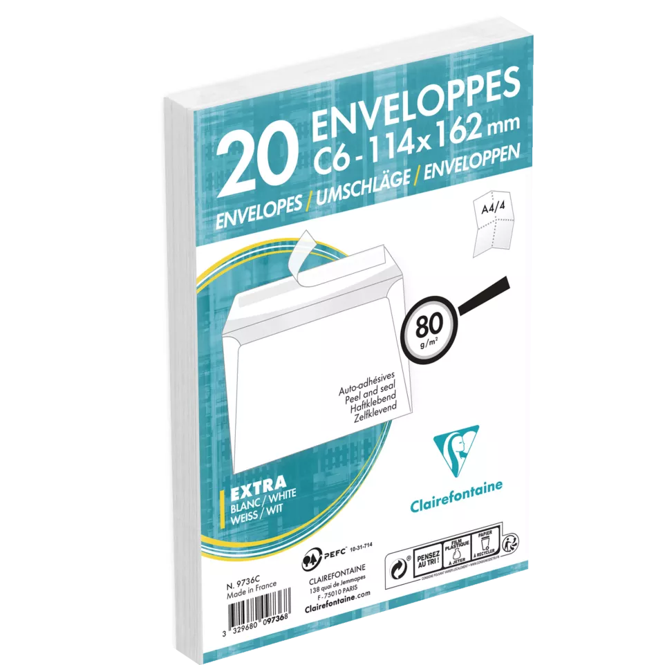 Envelop Adh. 80g C6 114x162 pk20-/ St.