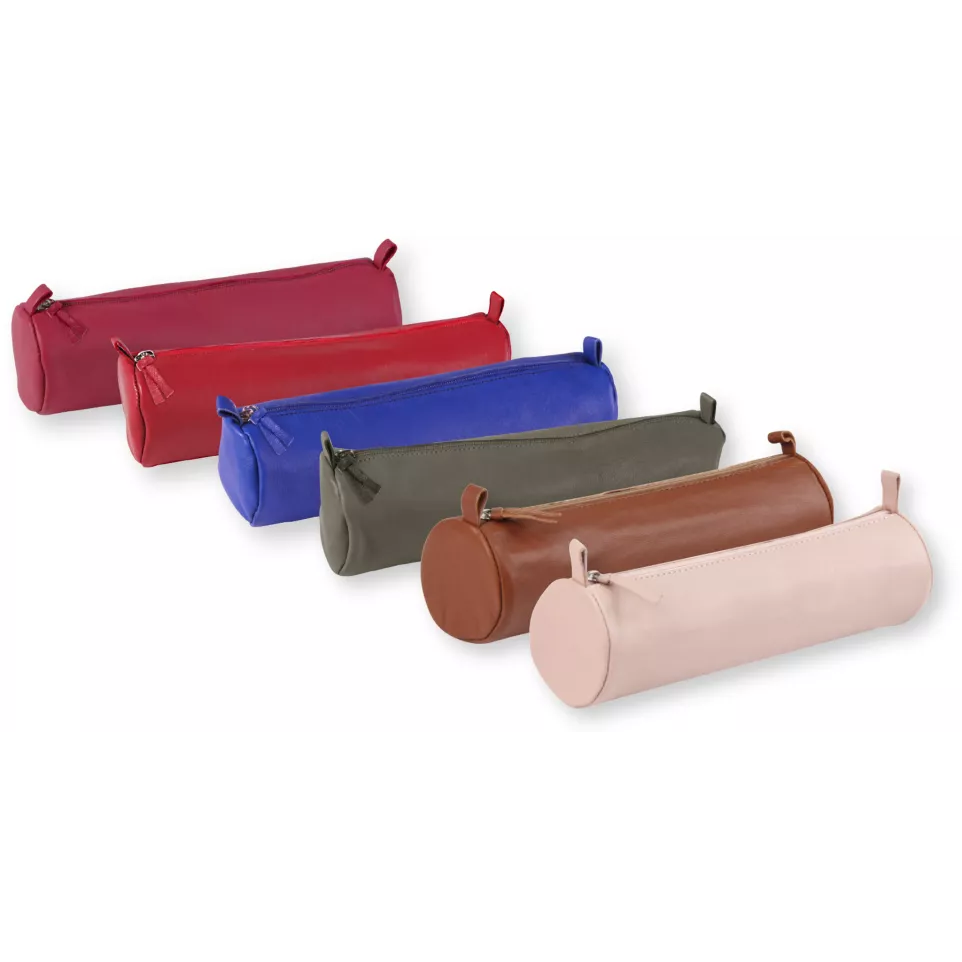 CUIR TEINTE Trousse ronde Ø5,5x22 cm/...