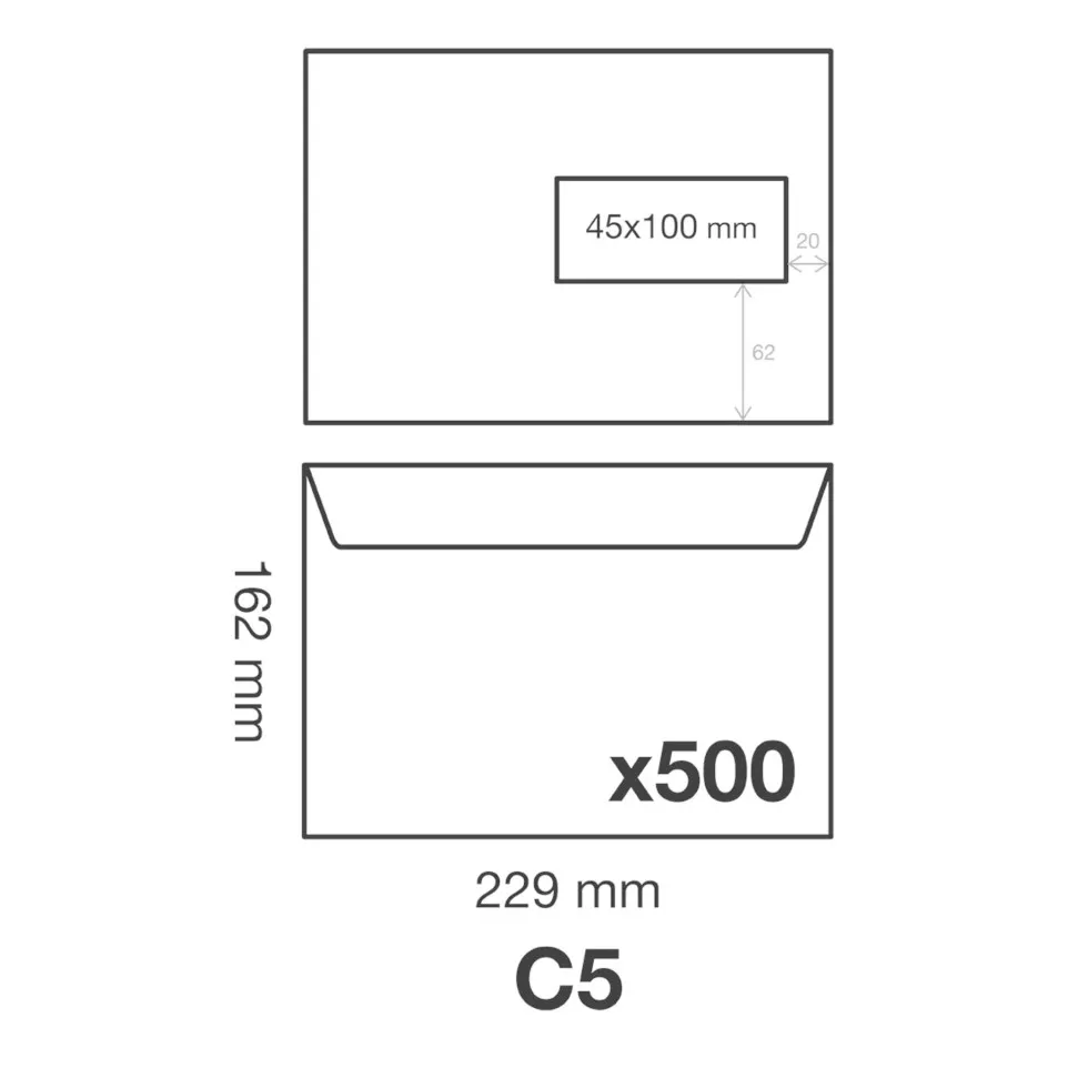Peel and seal 162x229 mm 90 gsm...