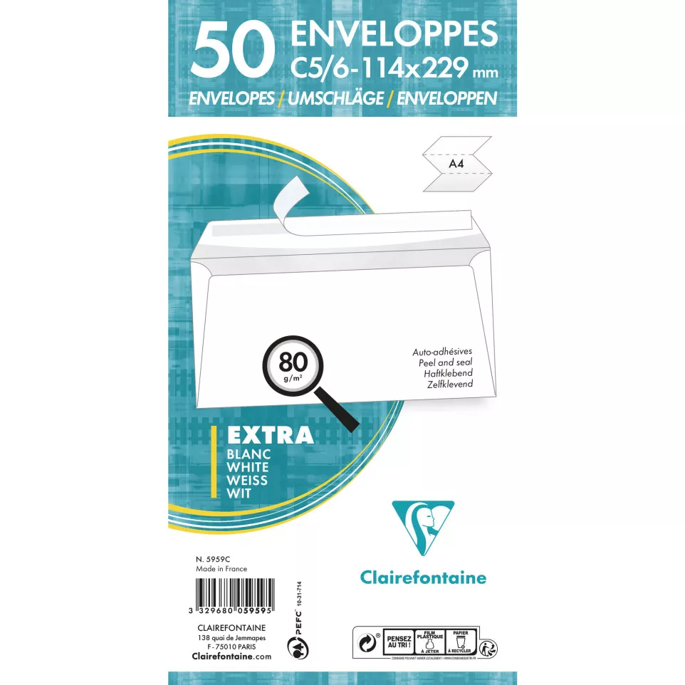 Envelop Adhéclair 80-g  114x229...