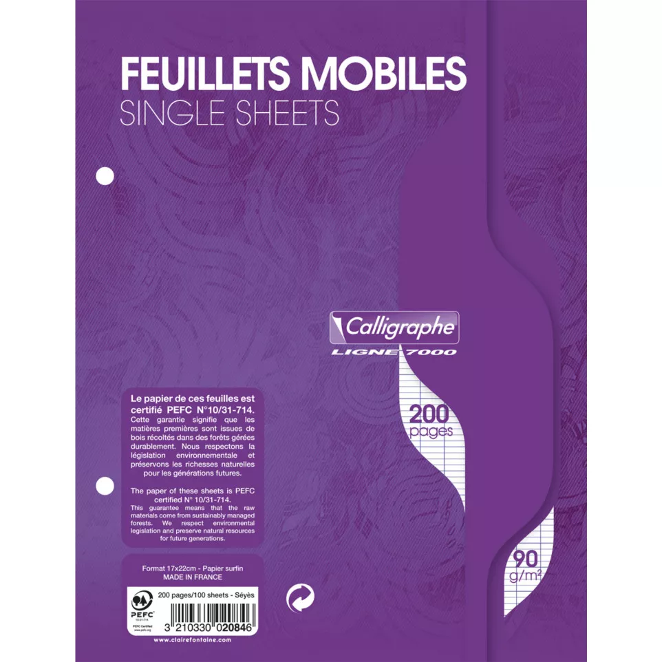 Feuillets mobiles sous film 7000...