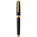 Stylo roller, corps résine de couleur noire, attributs or jaune brossé/ Pce