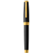 Stylo roller, corps résine de couleur noire, attributs or jaune brossé/ Pce
