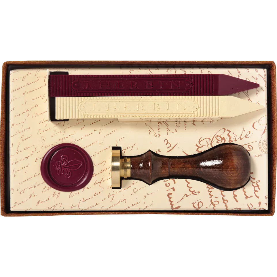 SET SCEAU + 2 BATONS CIRE FLEUR DE...