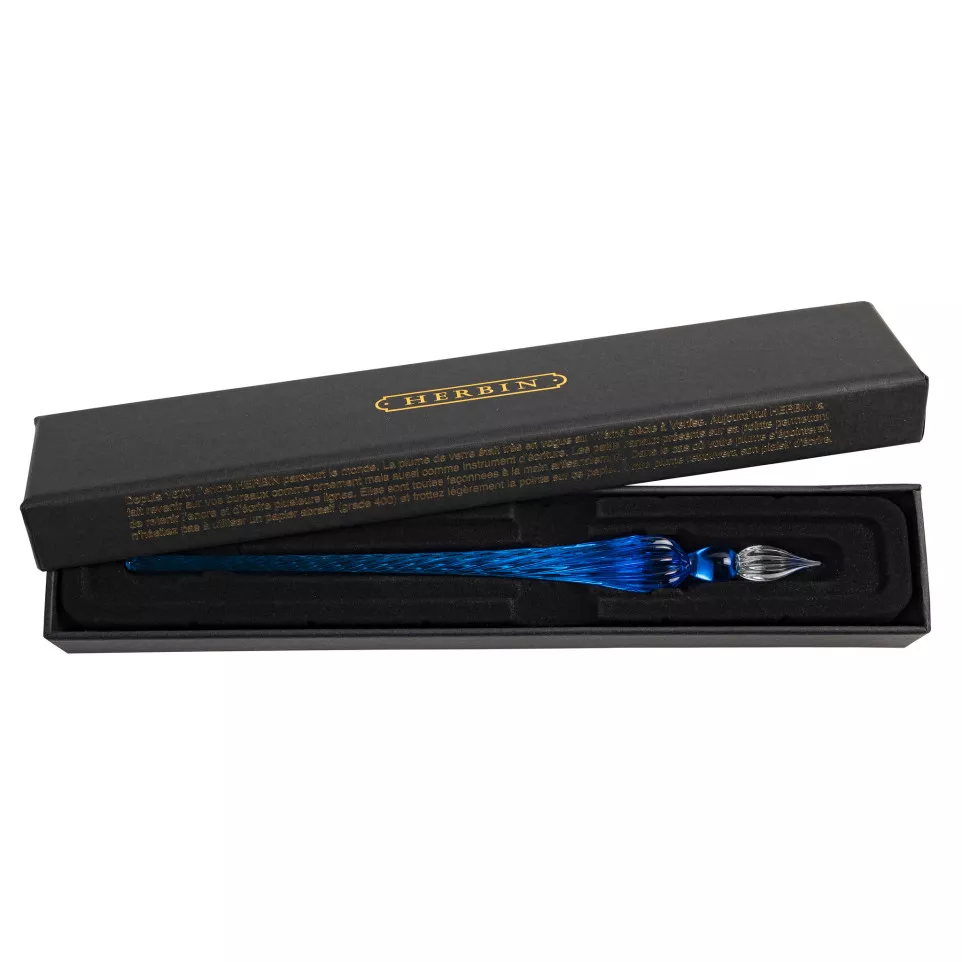 Glazen pen rond 18mm - ultramarijn-/ St.