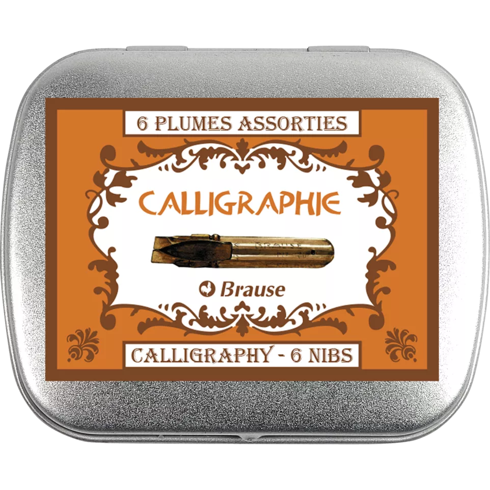 BOITE METAL 6 PLUMES CALLIGRAPHIE/ Pce