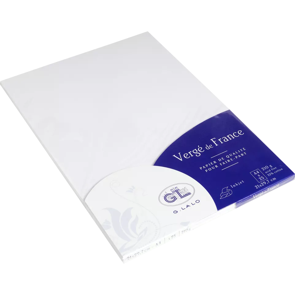 25 vergé de France cards A4 210G/ Pc.