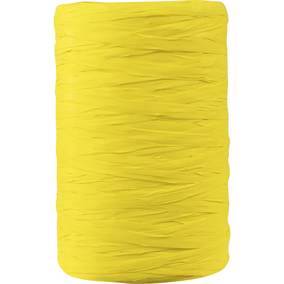 Raffia Synthetisch 100mx13mm geel-/ St.