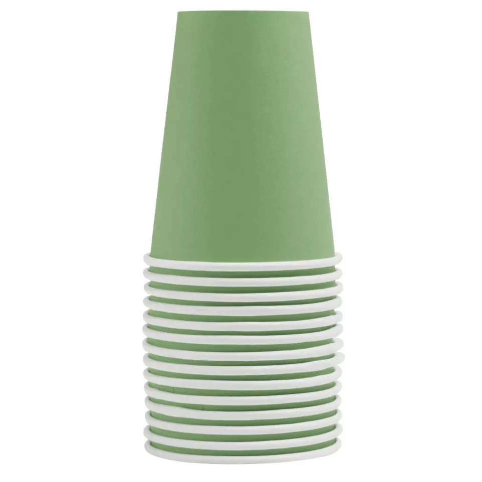 15 Bekers, karton 20cl Olijfgroen-/ St.