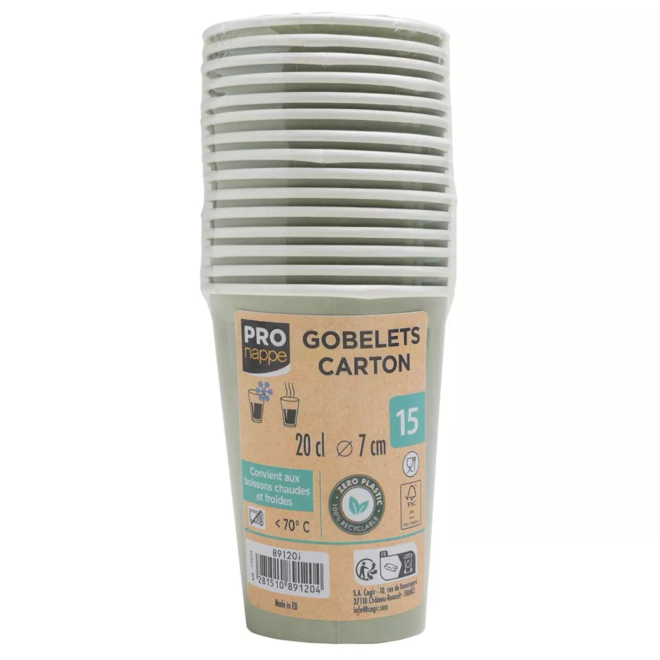 15 Bekers, karton 20cl Olijfgroen-/ St.
