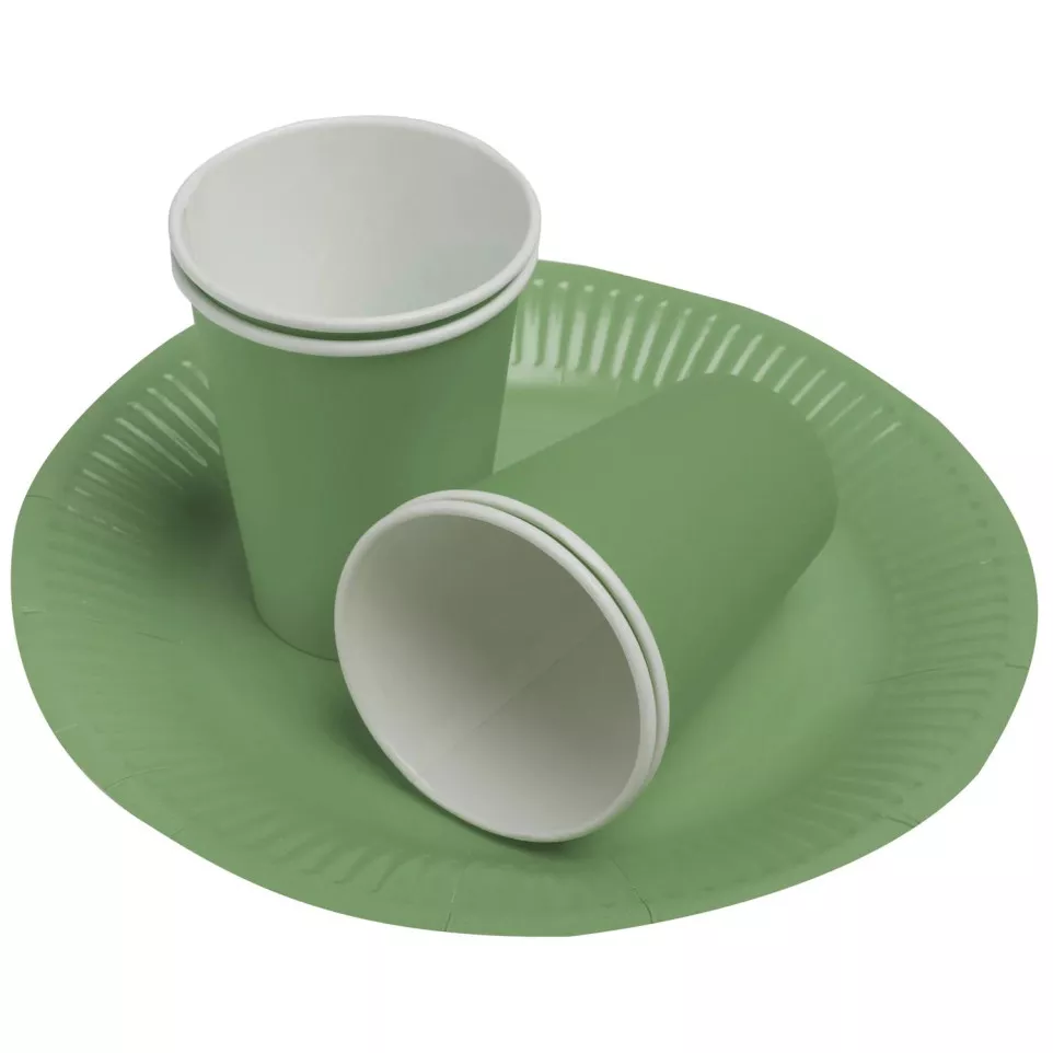 15 Bekers, karton 20cl Olijfgroen-/ St.