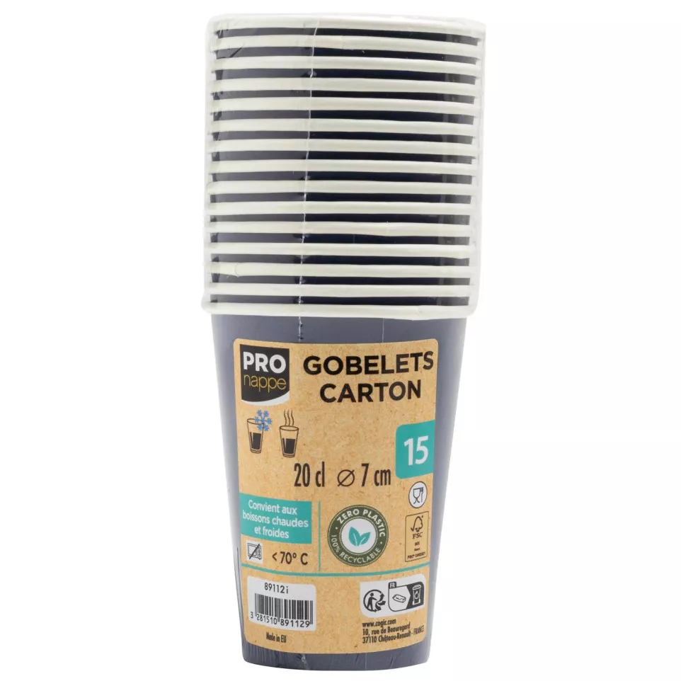 15 Gobelets en carton, 20 cl/ Pce