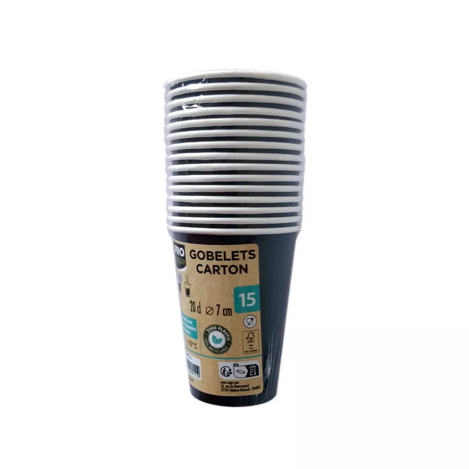 15 Bekers, karton 20cl Zwart-/ St.