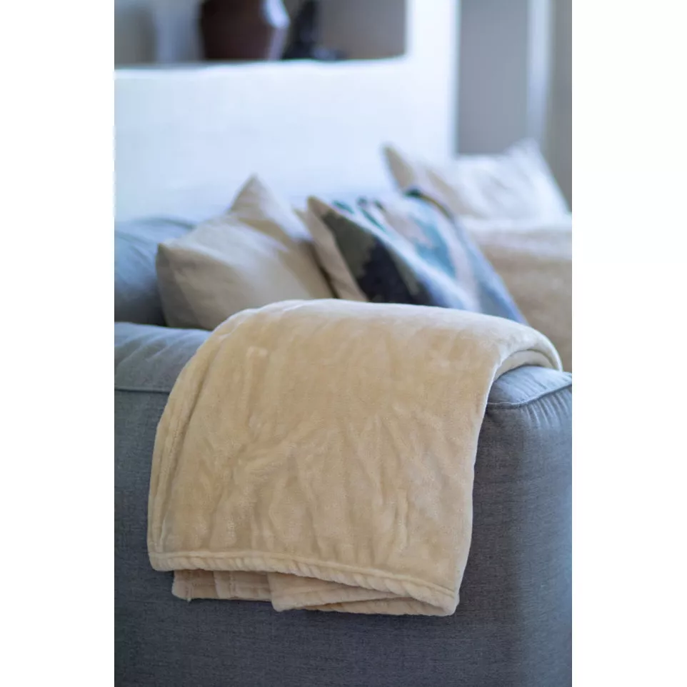 Espoo beige  flanellen deken 