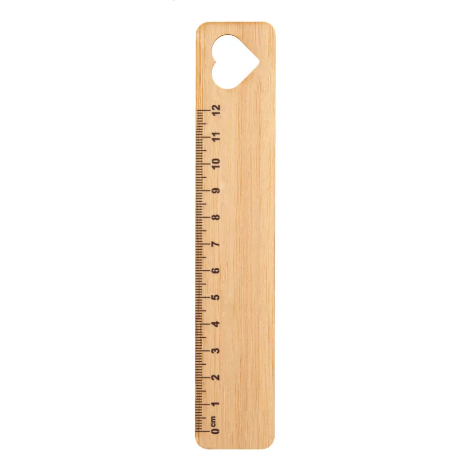 Rooler natural  bamboo ruler, heart 