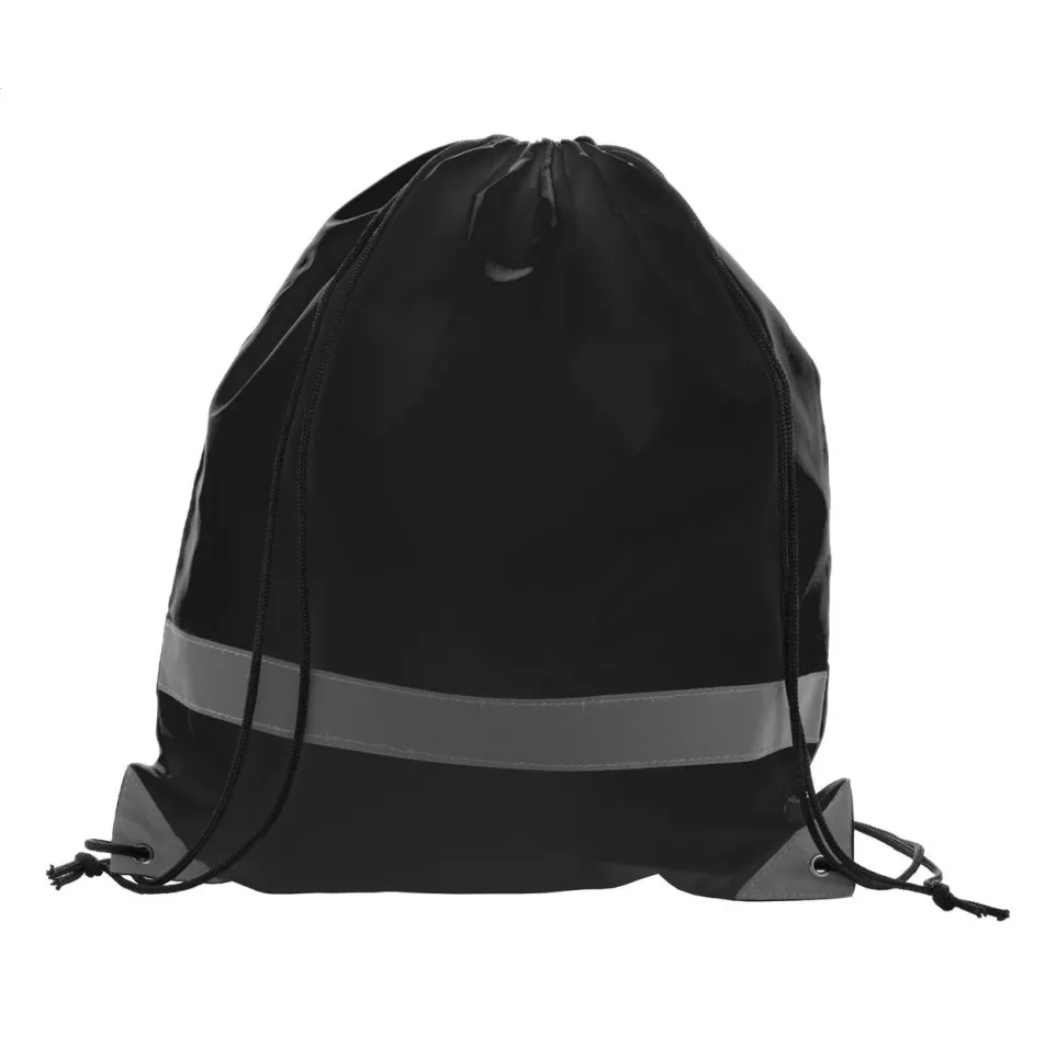 Vidraw black  reflective drawstring bag 