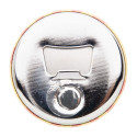 MagBadge Bottle zilver wit button met pin en flesopener 