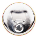 MagBadge Bottle zilver wit button met pin en flesopener 