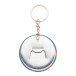 KeyBadge Bottle zilver wit button sleutelhanger met pin 