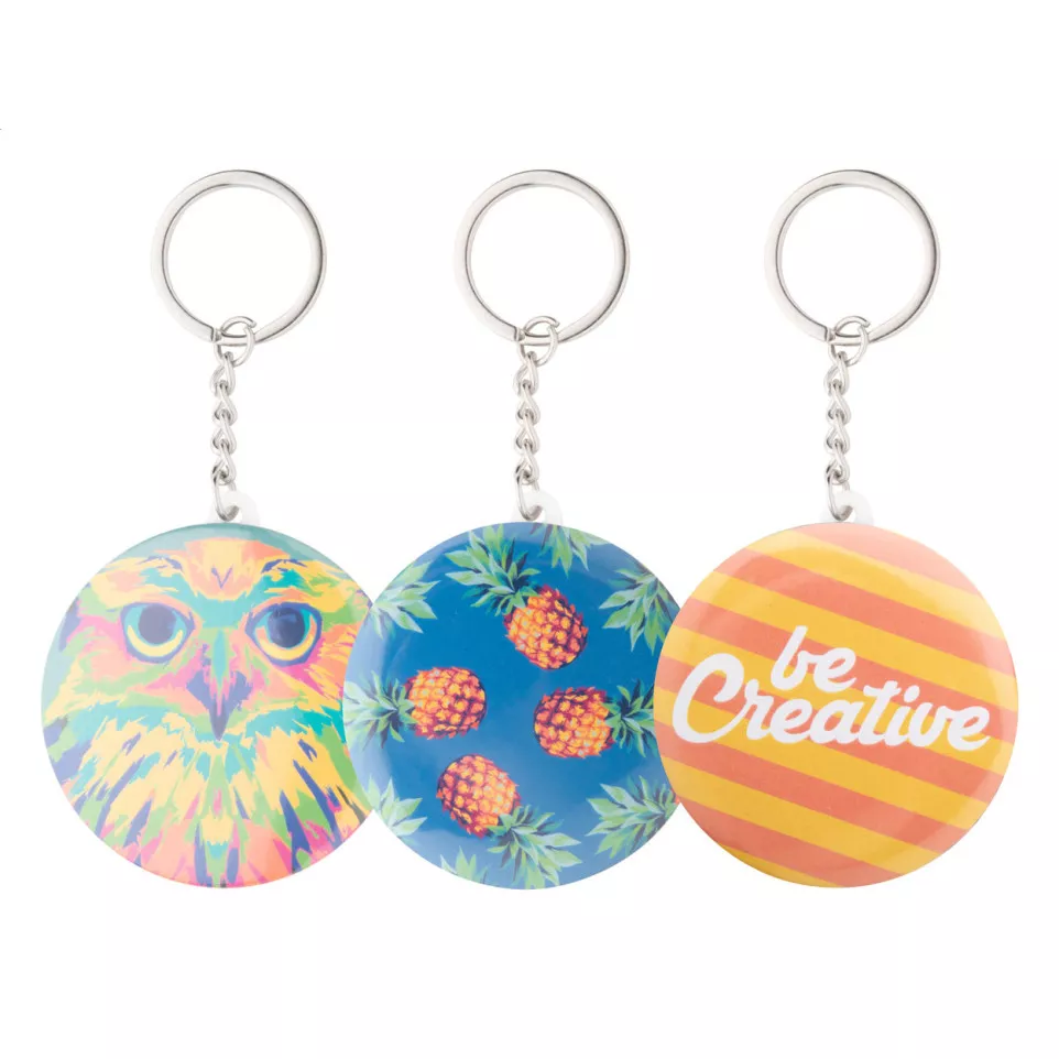 KeyBadge Bottle zilver wit button...