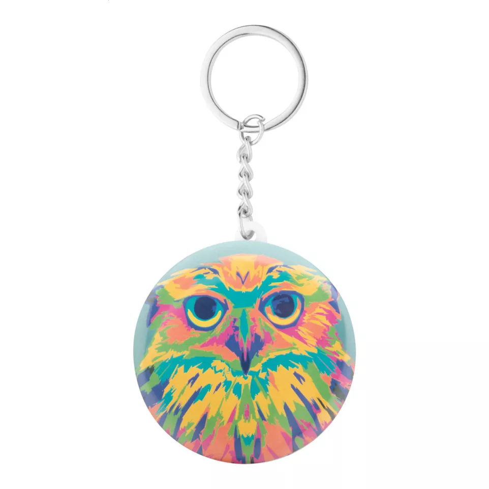 KeyBadge Bottle zilver wit button...