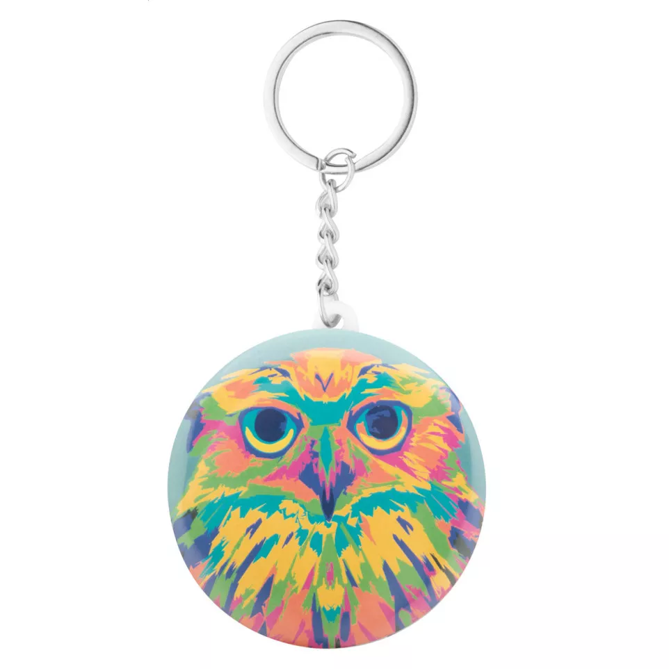 KeyBadge Bottle zilver wit button...