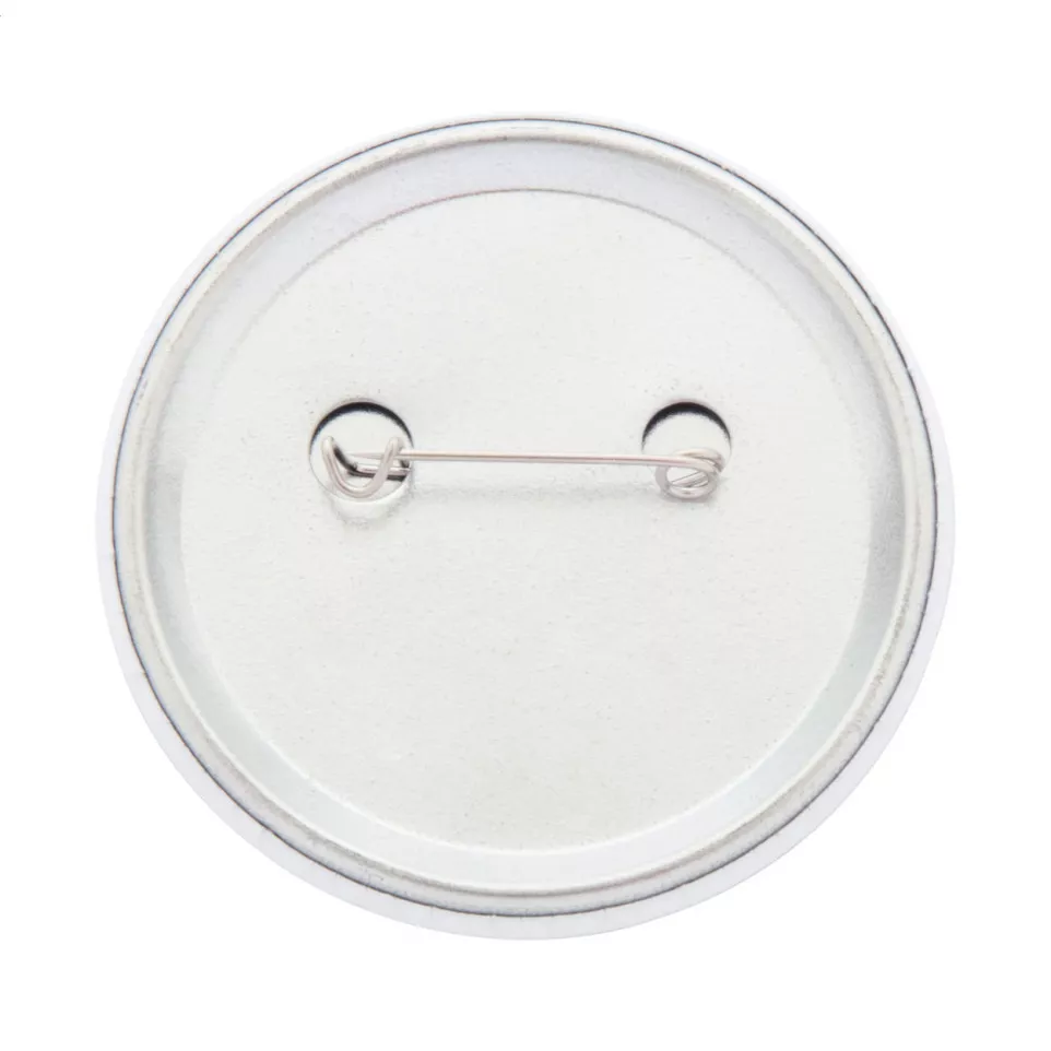 PinBadge Maxi white silver pin button...