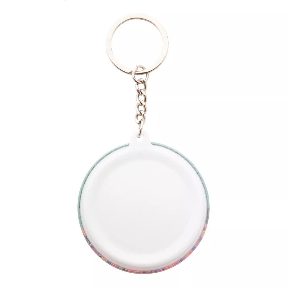 KeyBadge Mini white  pin button keyring 
