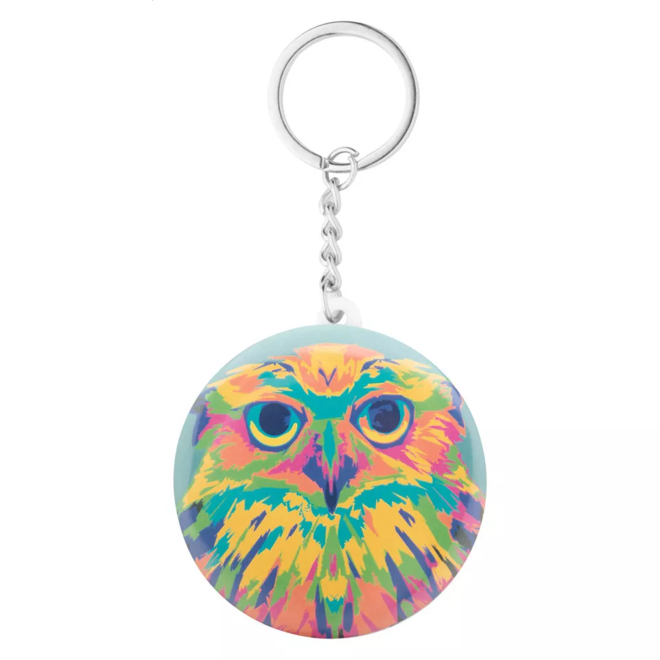 KeyBadge Mini white  pin button keyring 