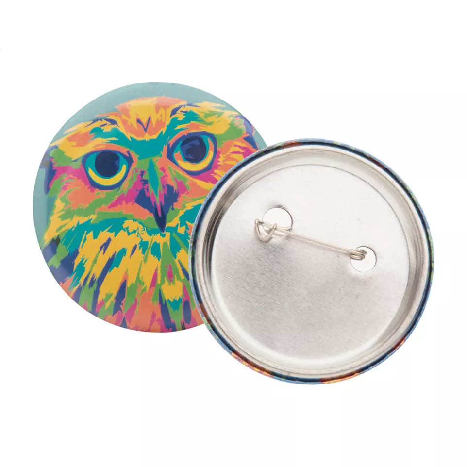 PinBadge Mini white silver pin button...