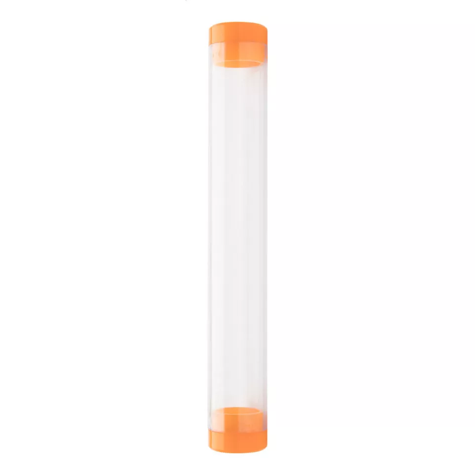Crube orange transparent tube pen case 