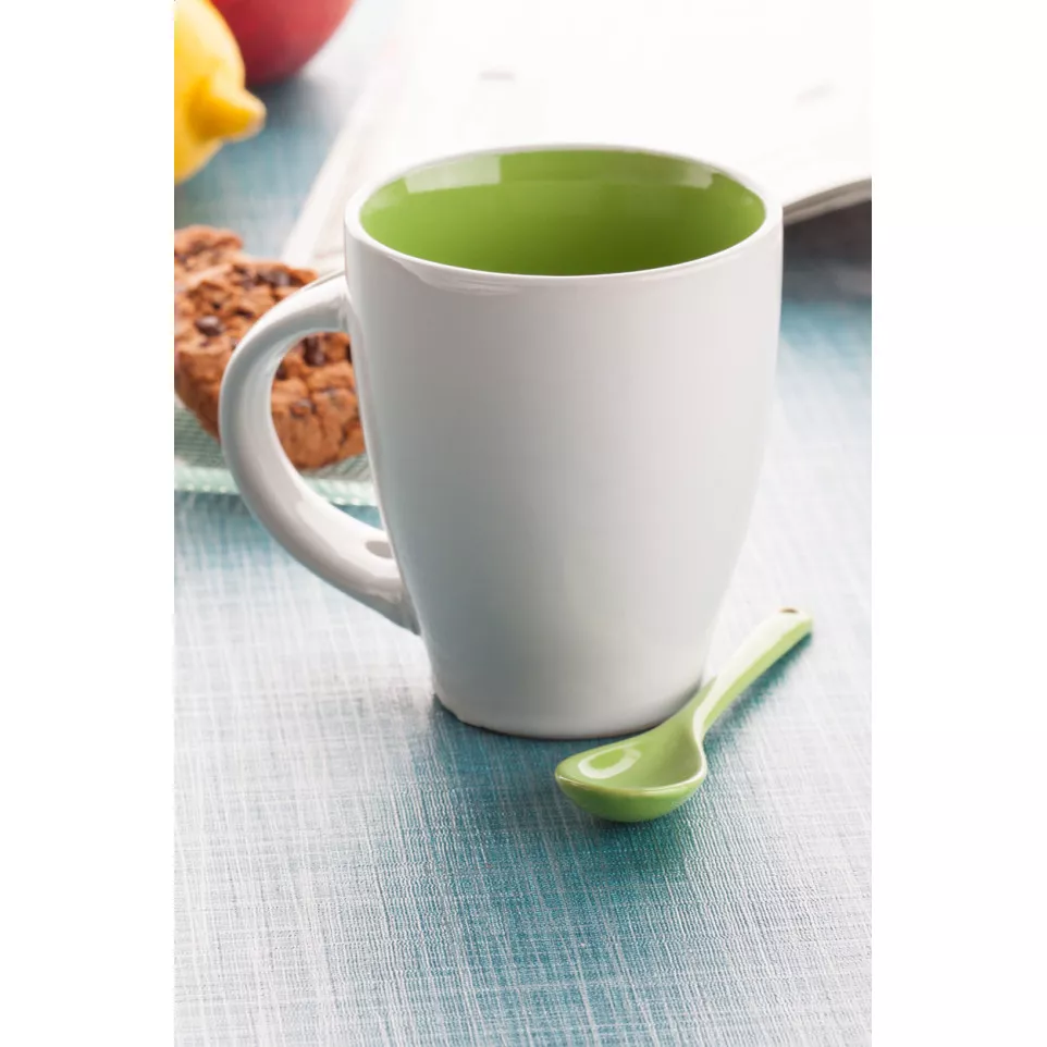 Spoon green white mug 