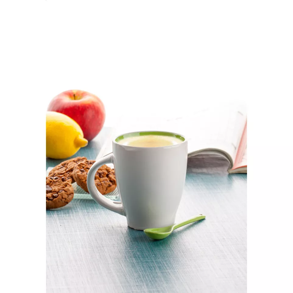 Spoon green white mug 