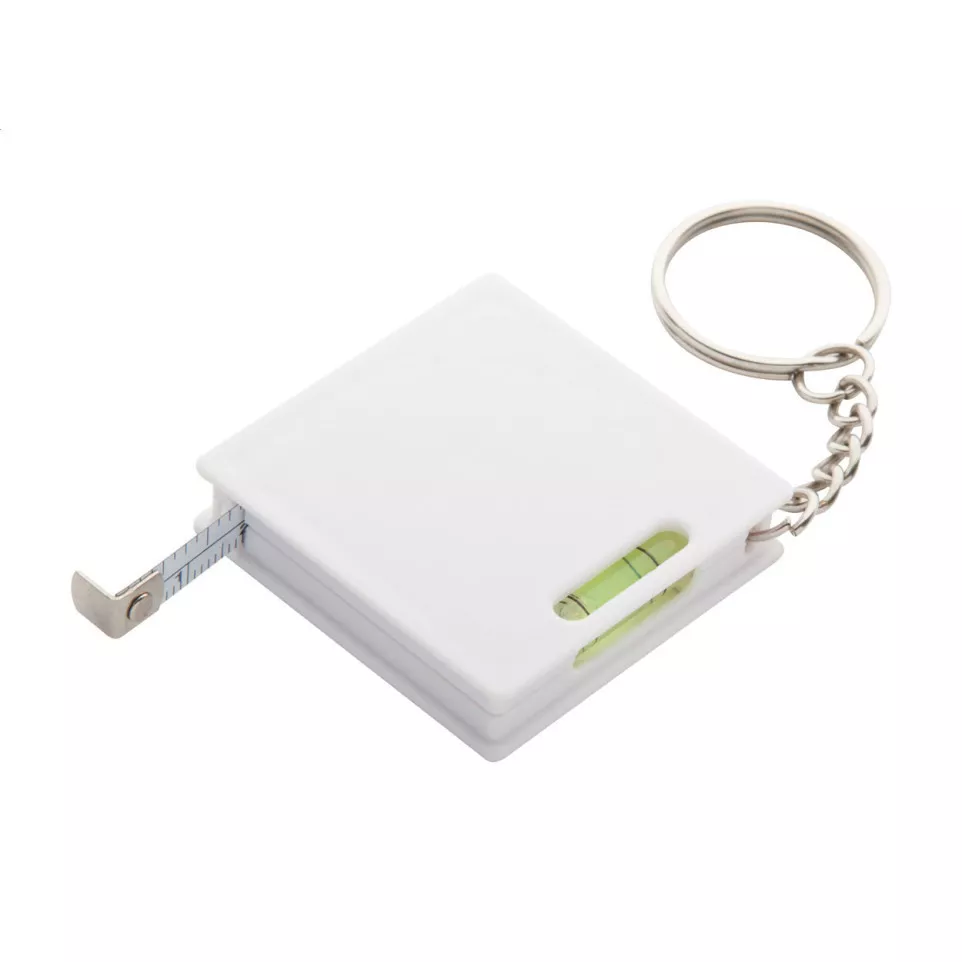 Level white  tape measure with keyring 