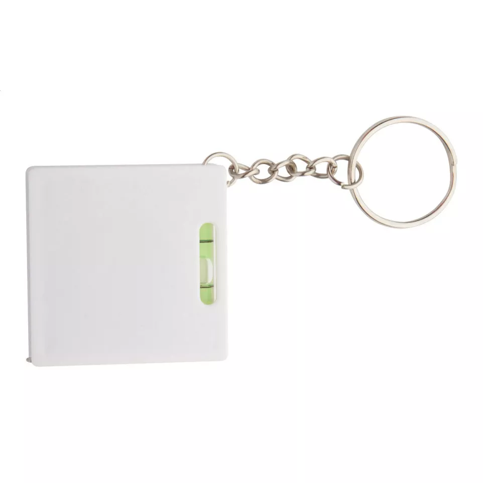 Level white  tape measure with keyring 