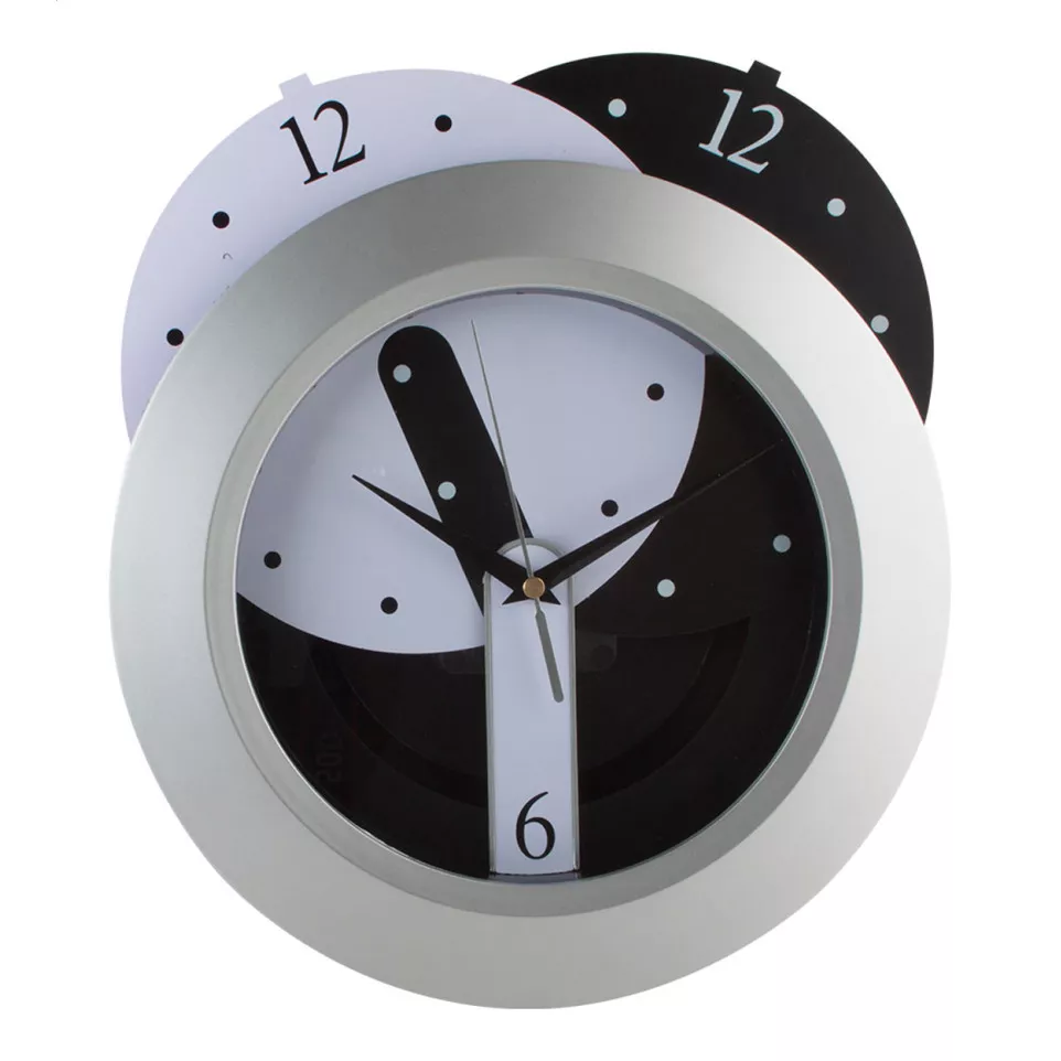 Brattain silver black wall clock 