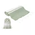 Tortuga green  recycled cotton beach towel and drawstring bag 