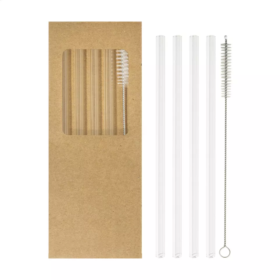 Borosip transparent  glass straw set 