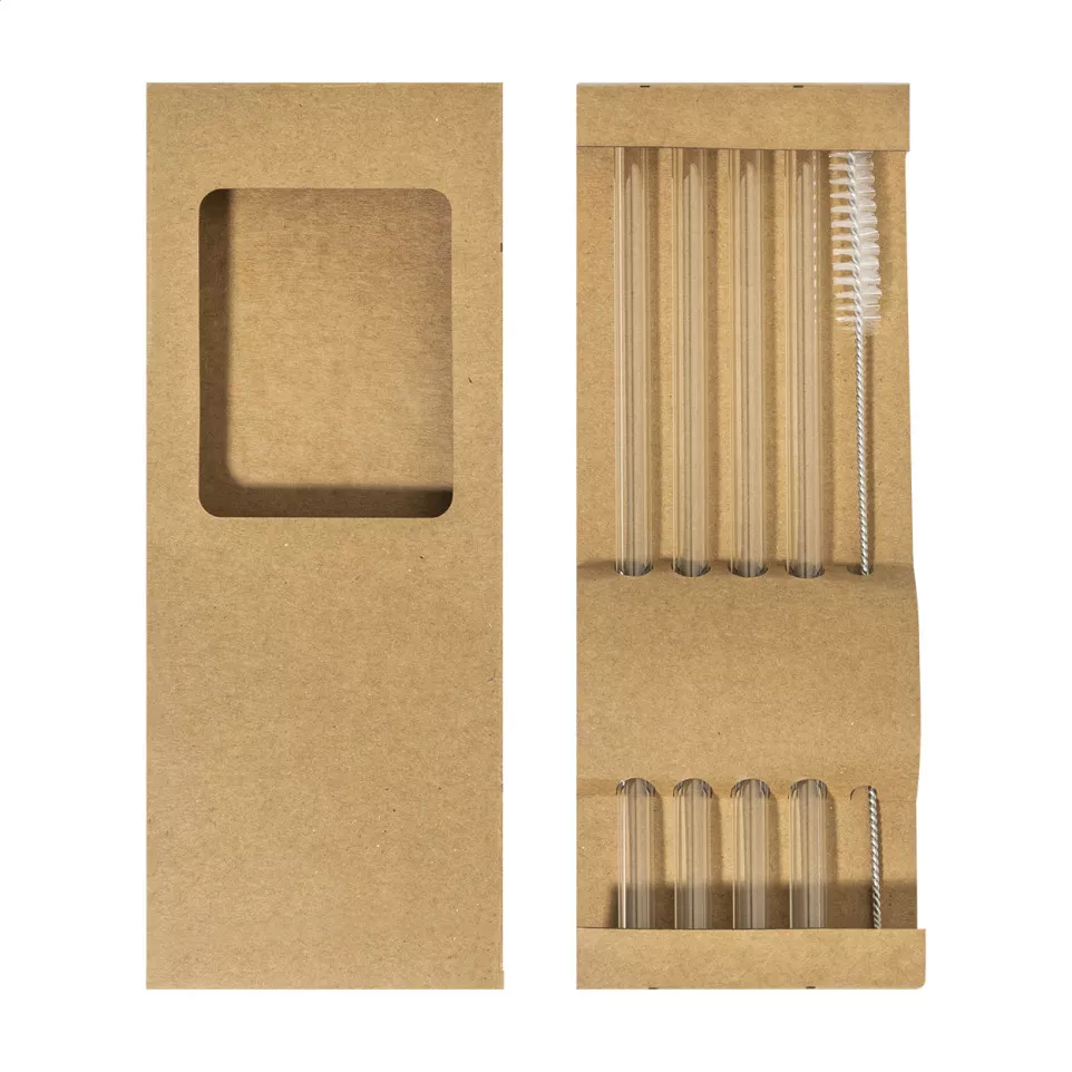 Borosip transparent  glass straw set 