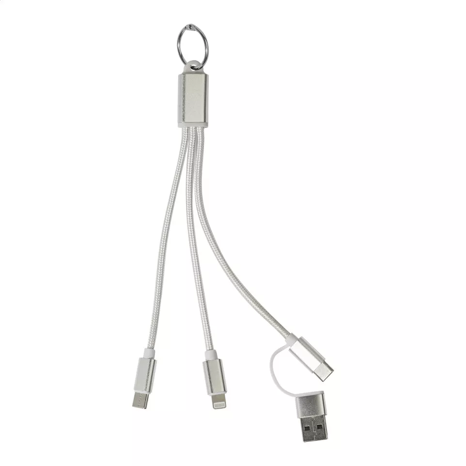 Rafob silver  keyring USB charger cable 