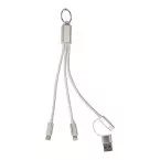 Rafob zilver  Sleutelhanger USB oplader kabel 