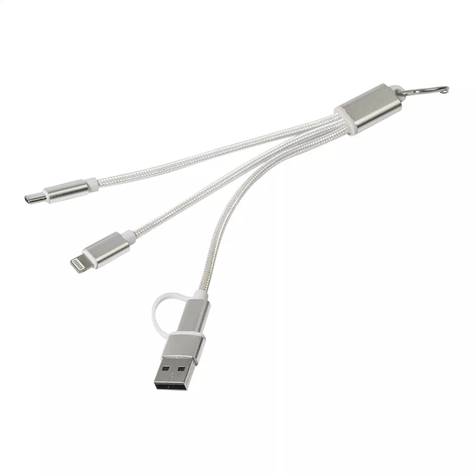 Rafob silver  keyring USB charger cable 