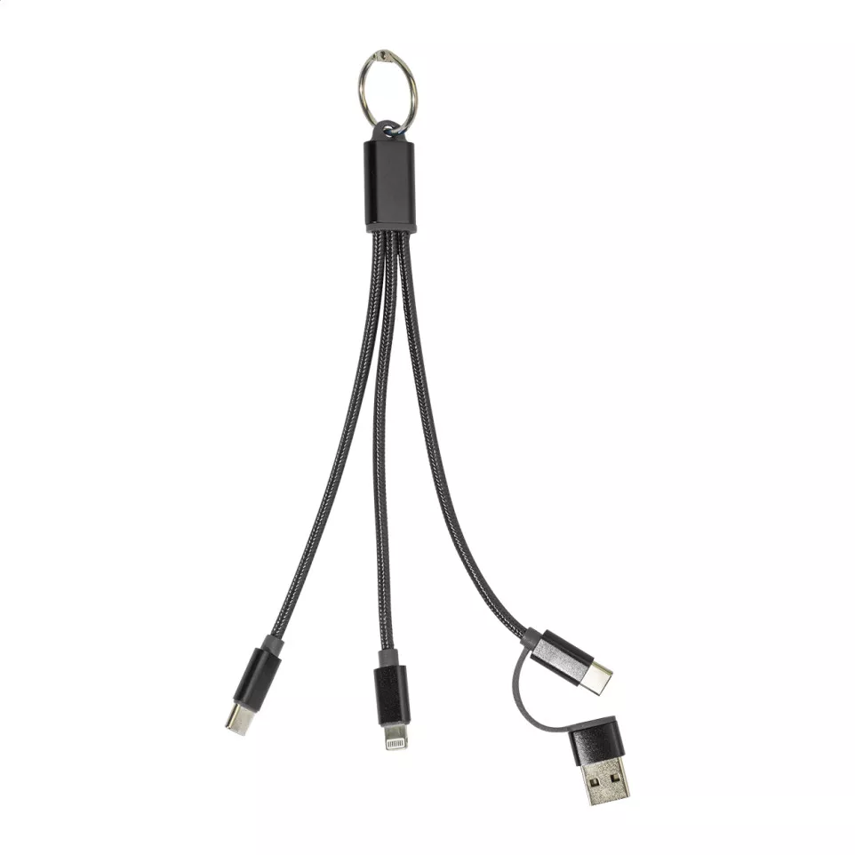 Rafob black  keyring USB charger cable 