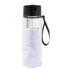 Fitmax blanc  Bouteille de sport en RPET avec serviette 