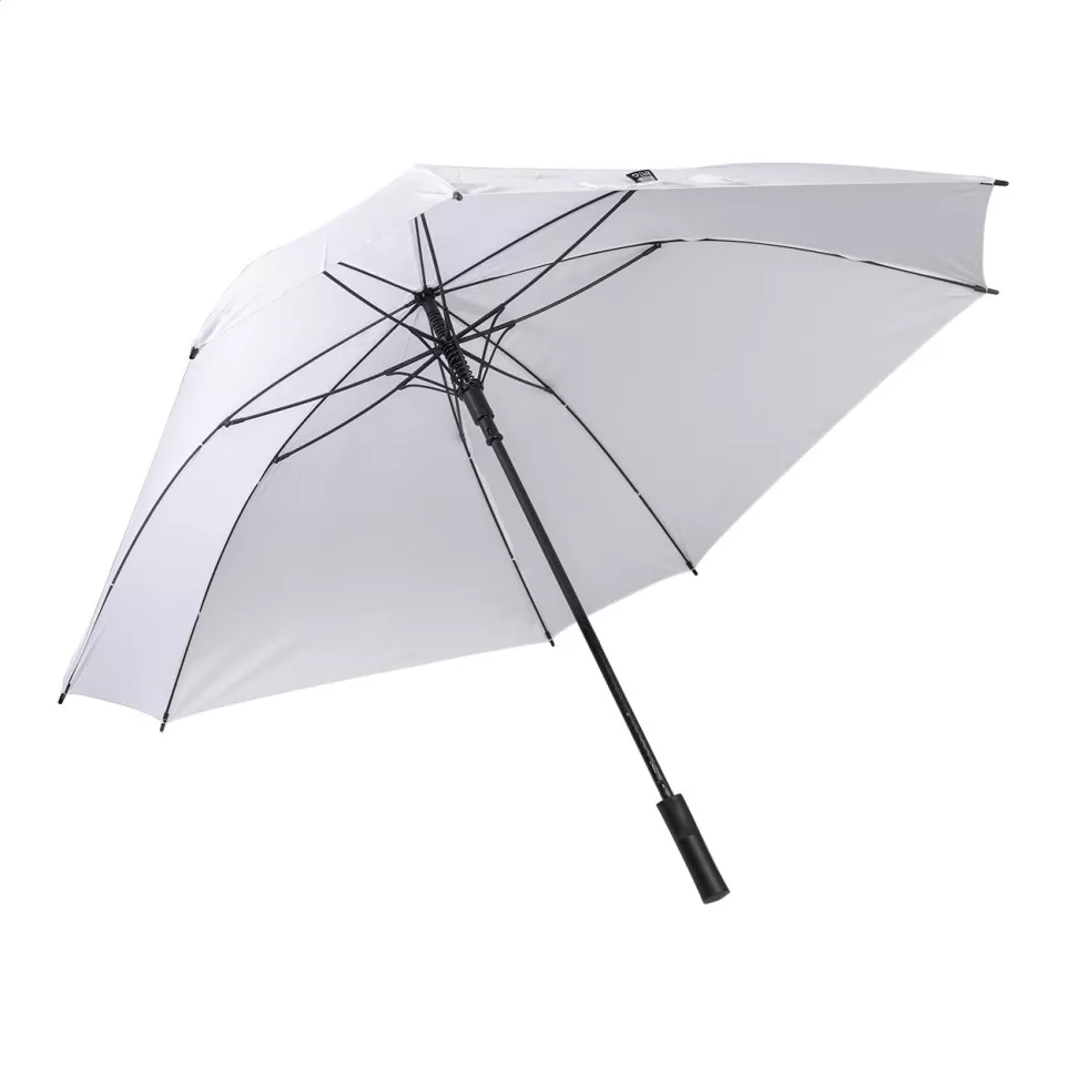 Quadstorm white  square RPET umbrella 