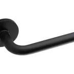 Pair of L-shape door handles Ø16mm on rose Ø53/6mm, matte black / pc